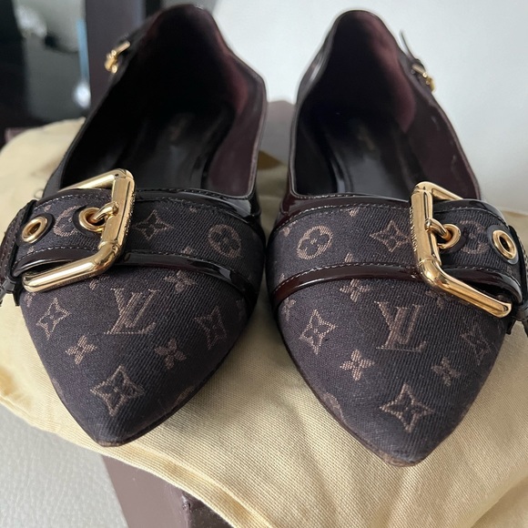 SOLD ❤️ LV Brown Monogram Gold Buckle Ballet Flats size 37.5 - Picture 11 of 13